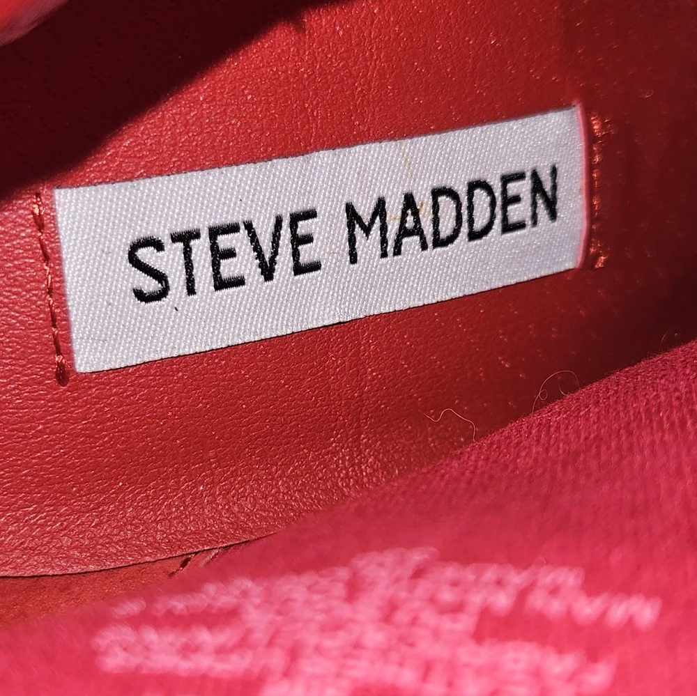 Steve Madden Women's Knock Red Leather Stiletto Ankle Bootie Size 8